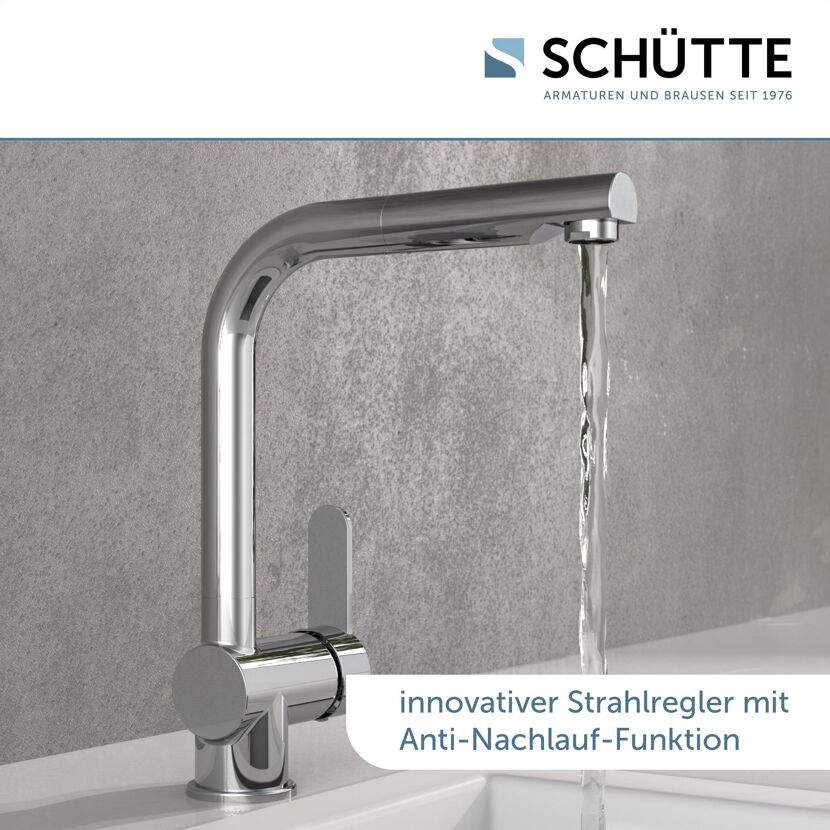 Chromarmatur mit Wasserstrahl