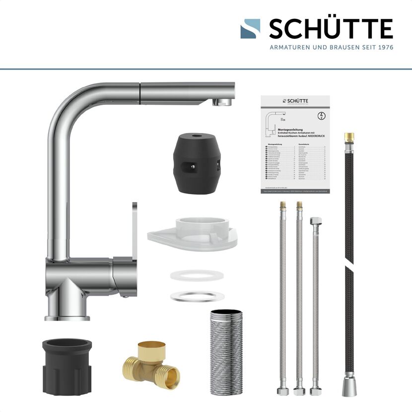 Schütte Küchenarmatur London mit herausziehbarem Auslauf und Zubehör