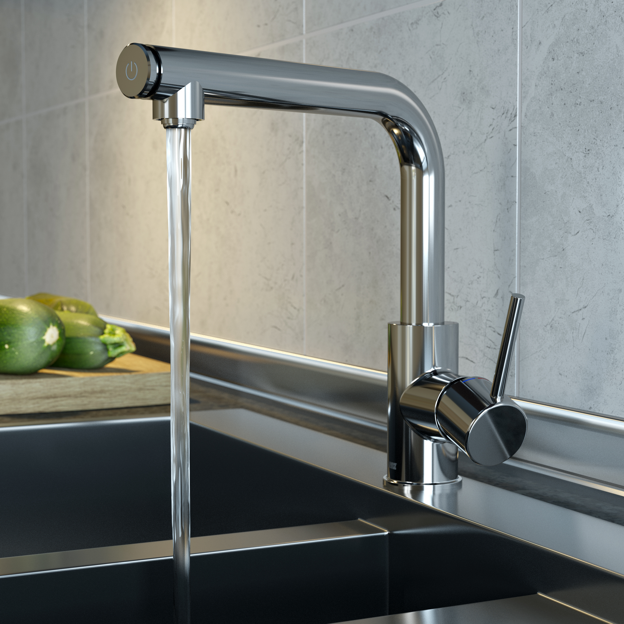 Spültischarmatur 'Vada' Push-Funktion chromfarben 25,4 cm
