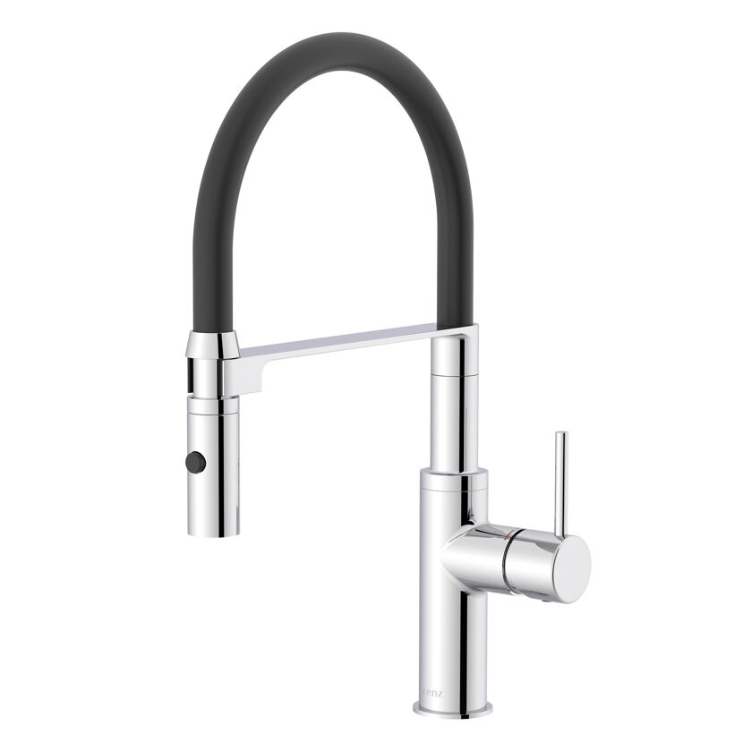 Spültischarmatur 'Nalu' chromfarben schwenkbar mit Pendelbrause 20,6 cm