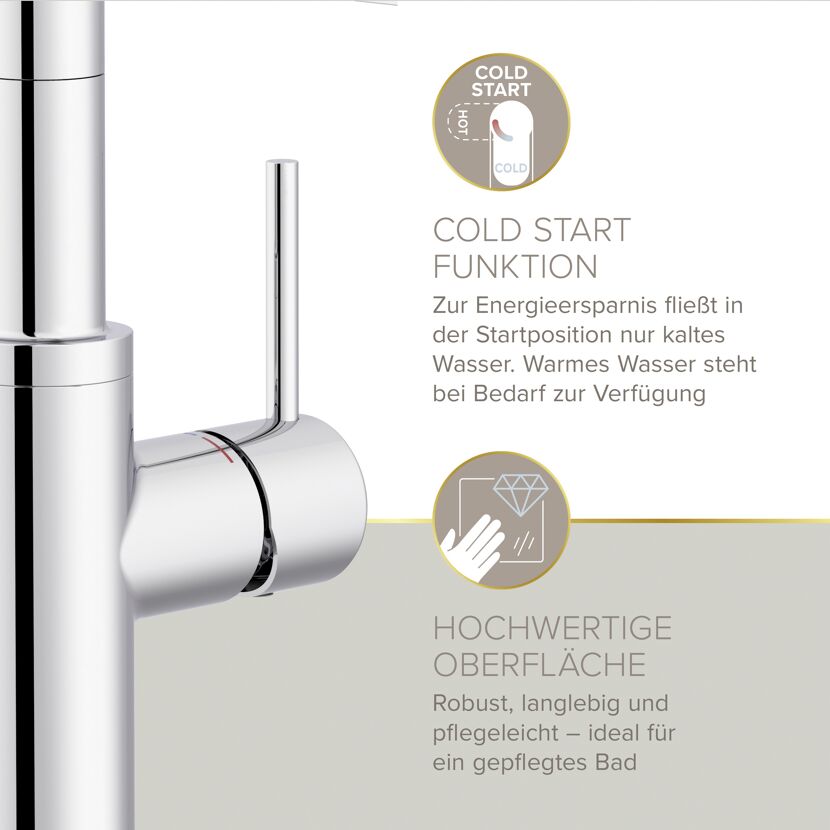 Spültischarmatur 'Nalu' chromfarben schwenkbar mit Pendelbrause 20,6 cm