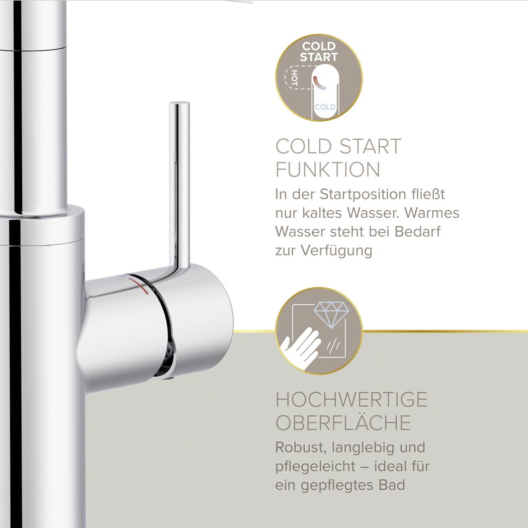 Küchenarmatur 'Nalu' chromfarben schwenkbar mit Pendelbrause 20,6 cm