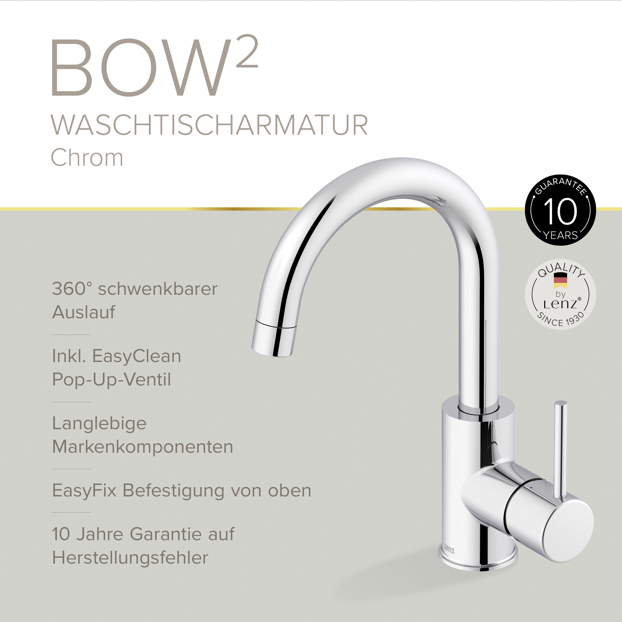 Waschtischarmatur 'Bow 2' chromfarben 28 cm