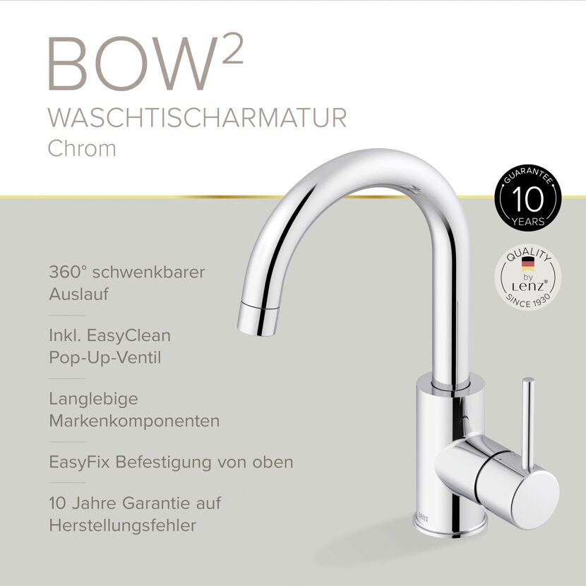 Waschtischarmatur 'Bow²' chromfarben