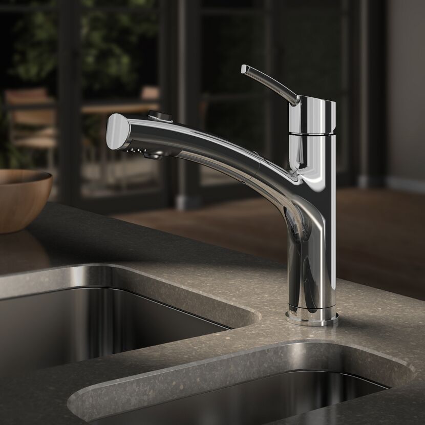 Spültischarmatur 'Nexo' herausziehbar chromfarben 22,4 cm