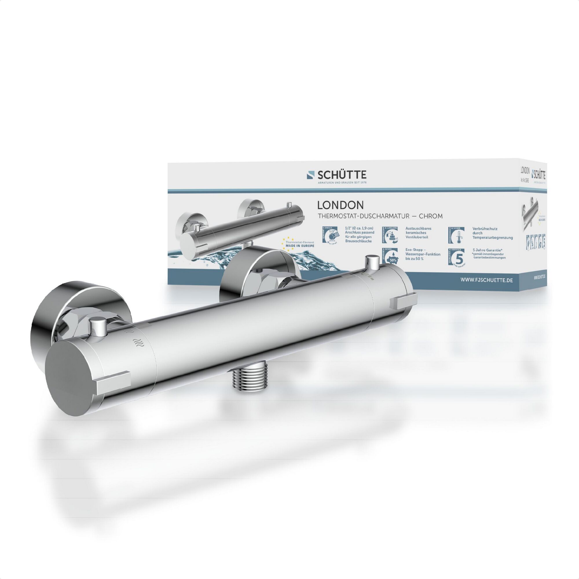 Schütte London Thermostat-Duscharmatur, Chrom