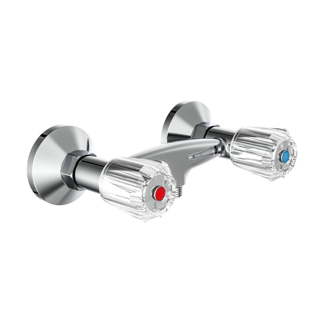 Zweigriff-Brausearmatur Savino mit zwei Acrylgriffen