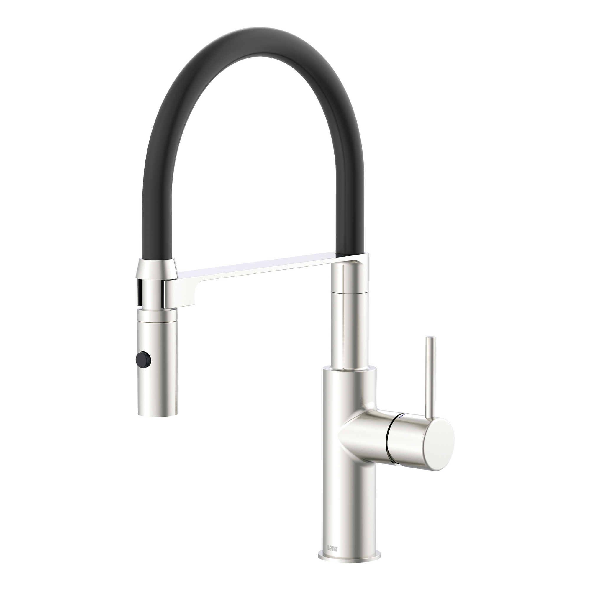 Spültischarmatur 'Nalu' herausziehbar nickelfarben/schwarz 42,7 cm