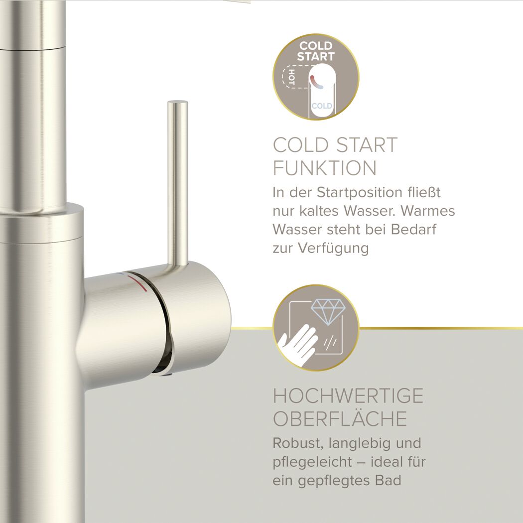 Küchenarmatur 'Nalu' nickelfarben schwenkbar mit Pendelbrause 26 cm