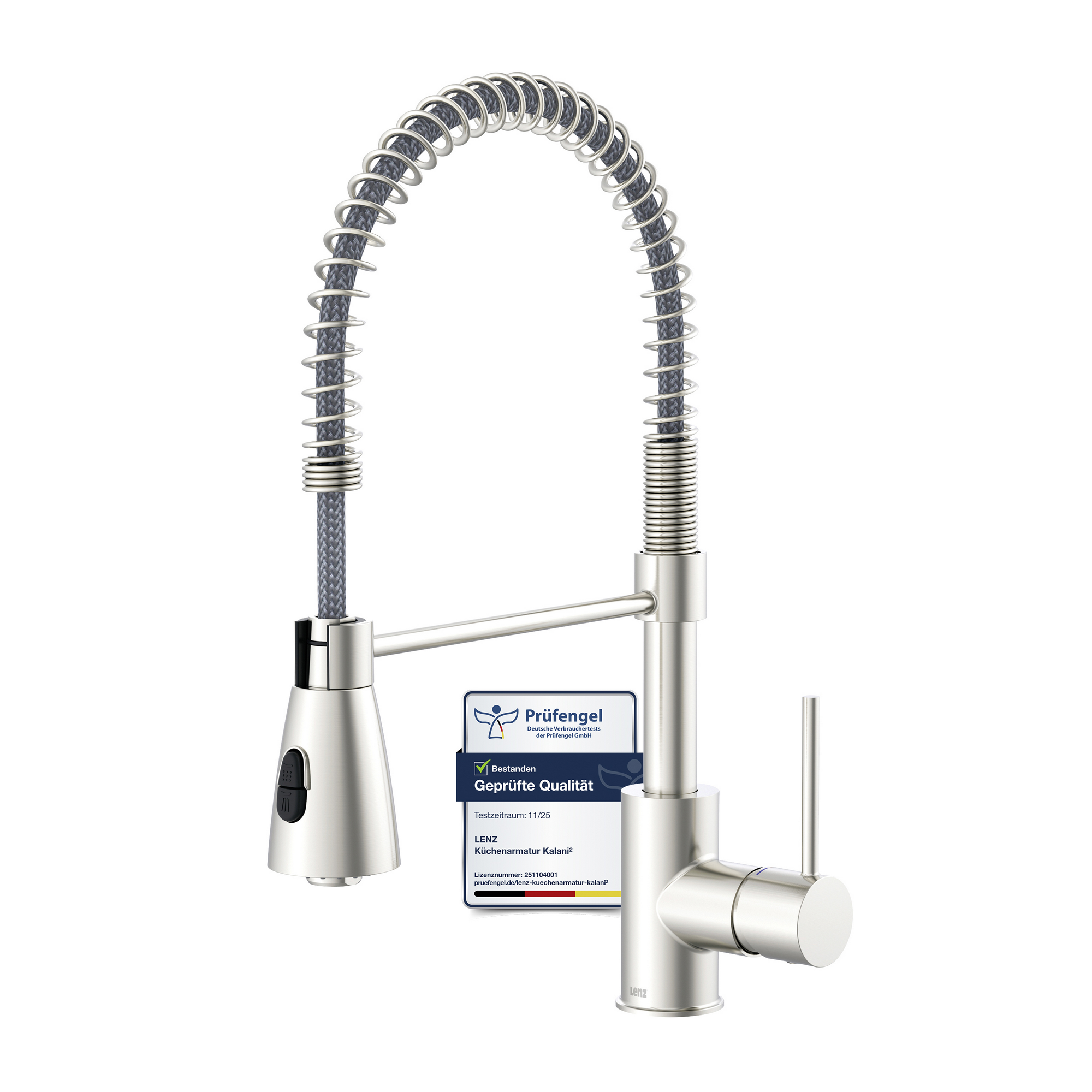 Spültischarmatur 'Kalani 2' herausziehbar nickelfarben 43,8 cm