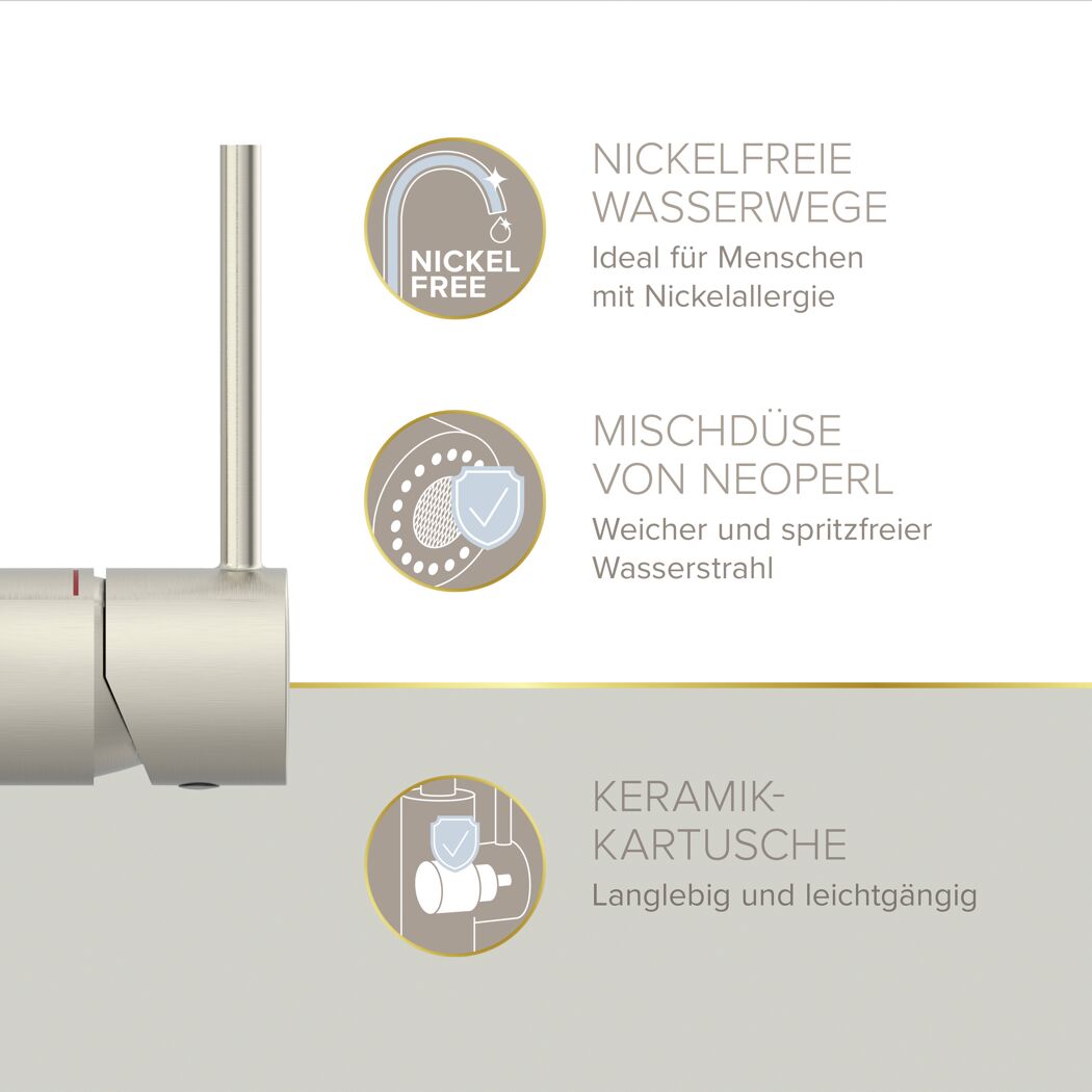 Küchenarmatur 'Kalani²' herausziehbar nickelfarben 43,8 cm