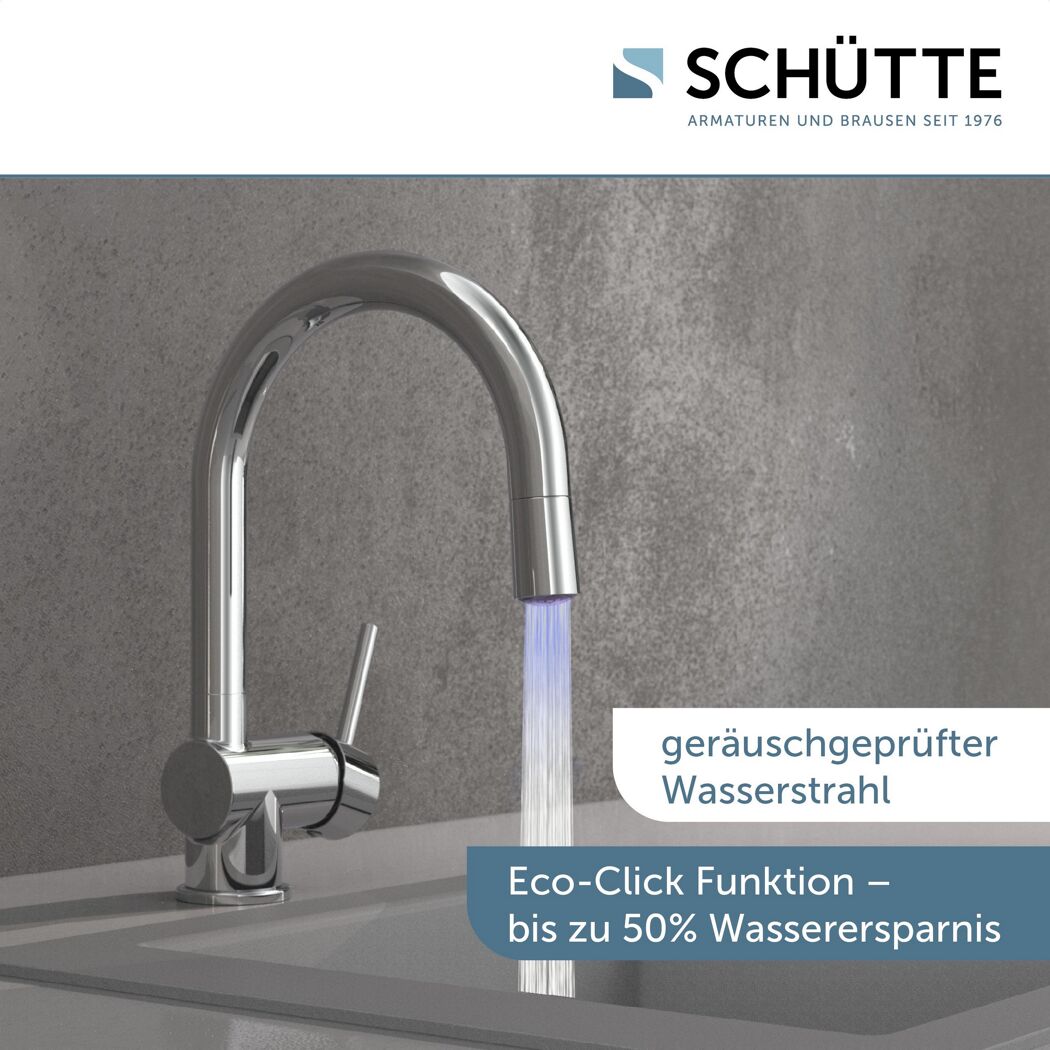 Chromarmatur mit Wasserstrahl