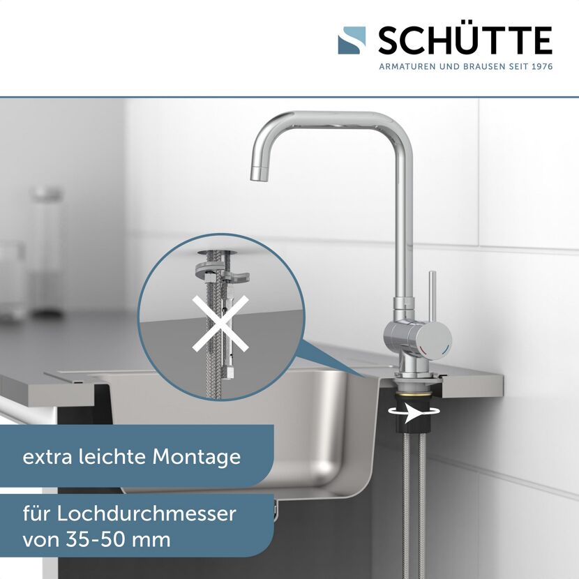 Schütte Armatur Montageanleitung für Lochdurchmesser 35-50 mm