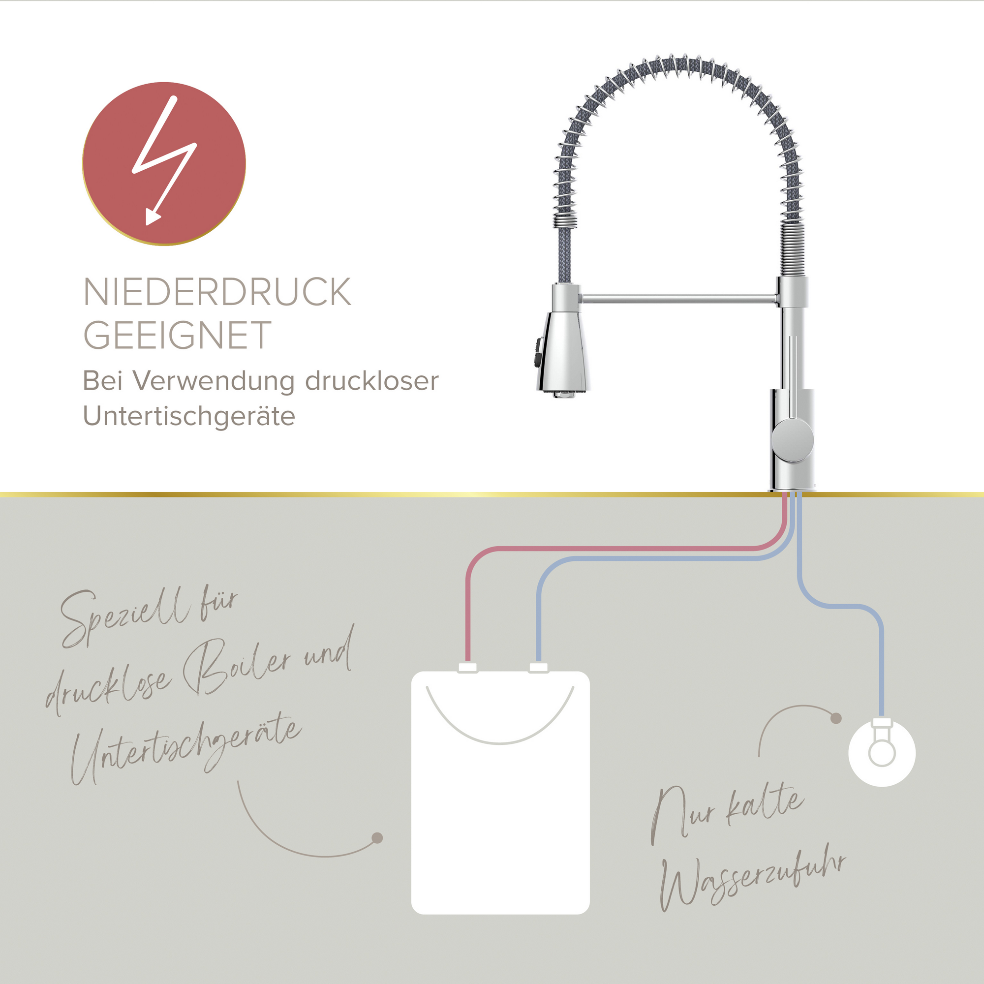Niederdruck-Spültischarmatur 'Kalani' herausziehbar chromfarben 43,6 cm