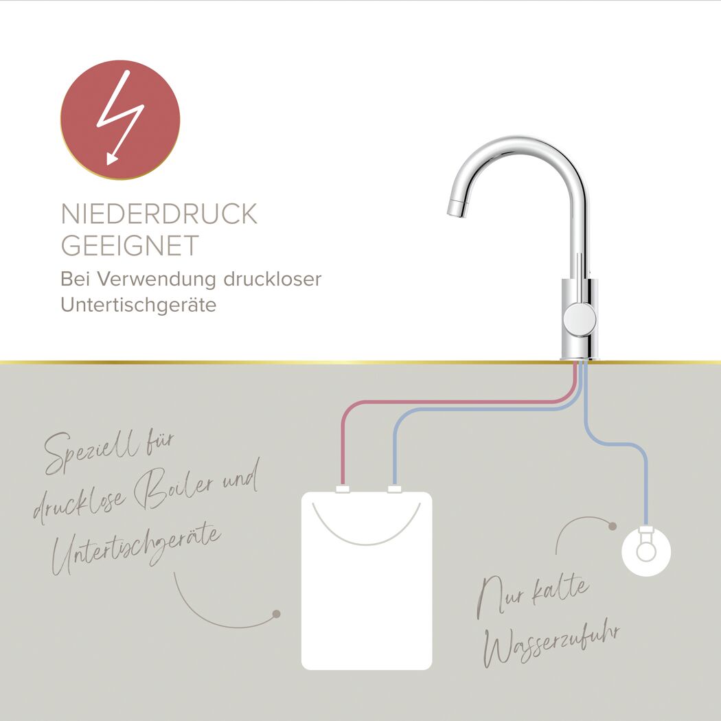 Niederdruck-Waschtischarmatur 'Bow²' chromfarben 28,2 cm