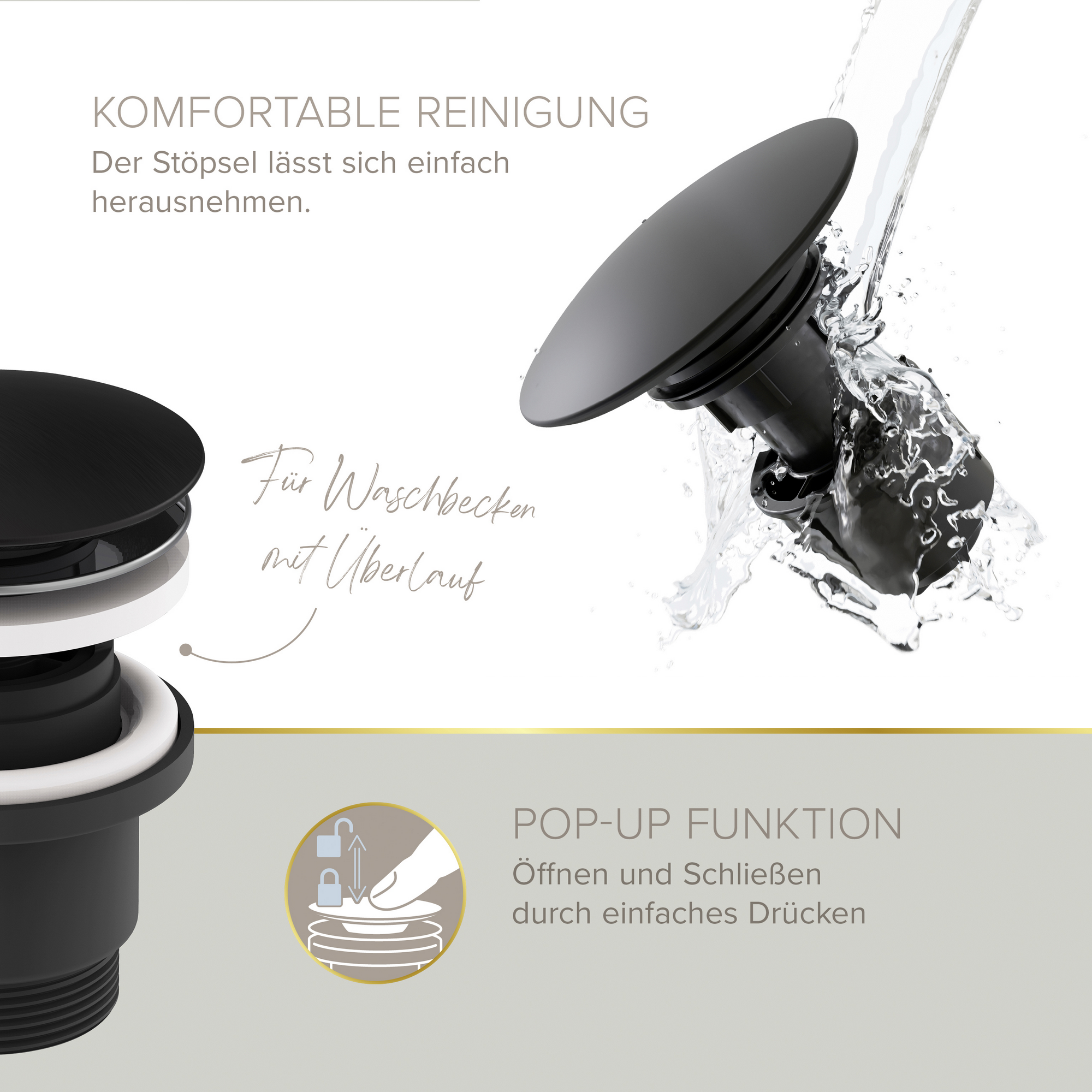 Waschtischarmatur 'Bow 2' schwarz 28,2 cm