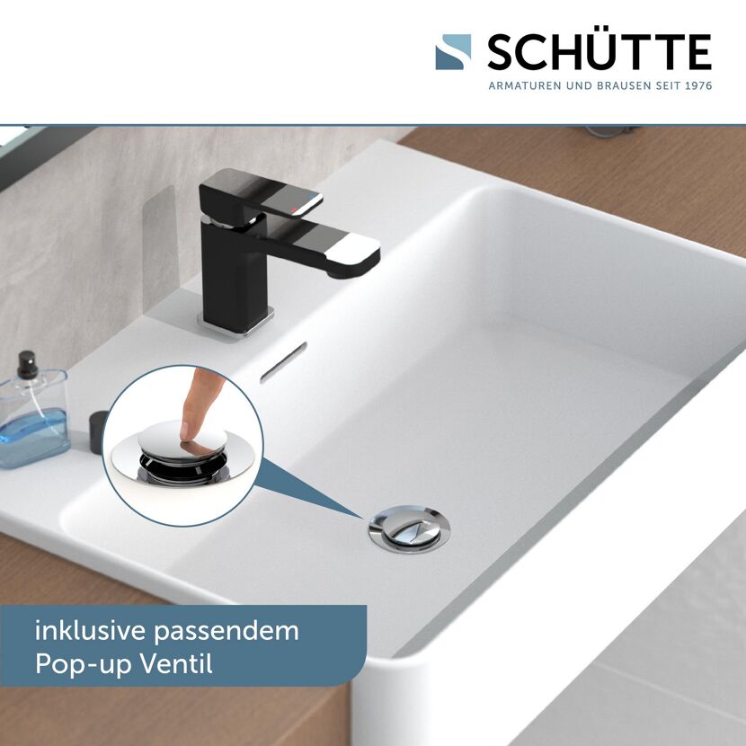 Nahaufnahme eines Pop-up-Ventils in einem Waschbecken.