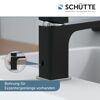Schwarze Waschtischarmatur der Marke Schütte.