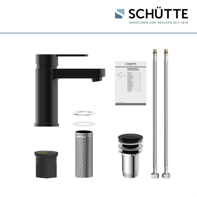 SCHÜTTE Waschtischarmatur Elephant, schwarz matt, mit Anleitung und Zubehör