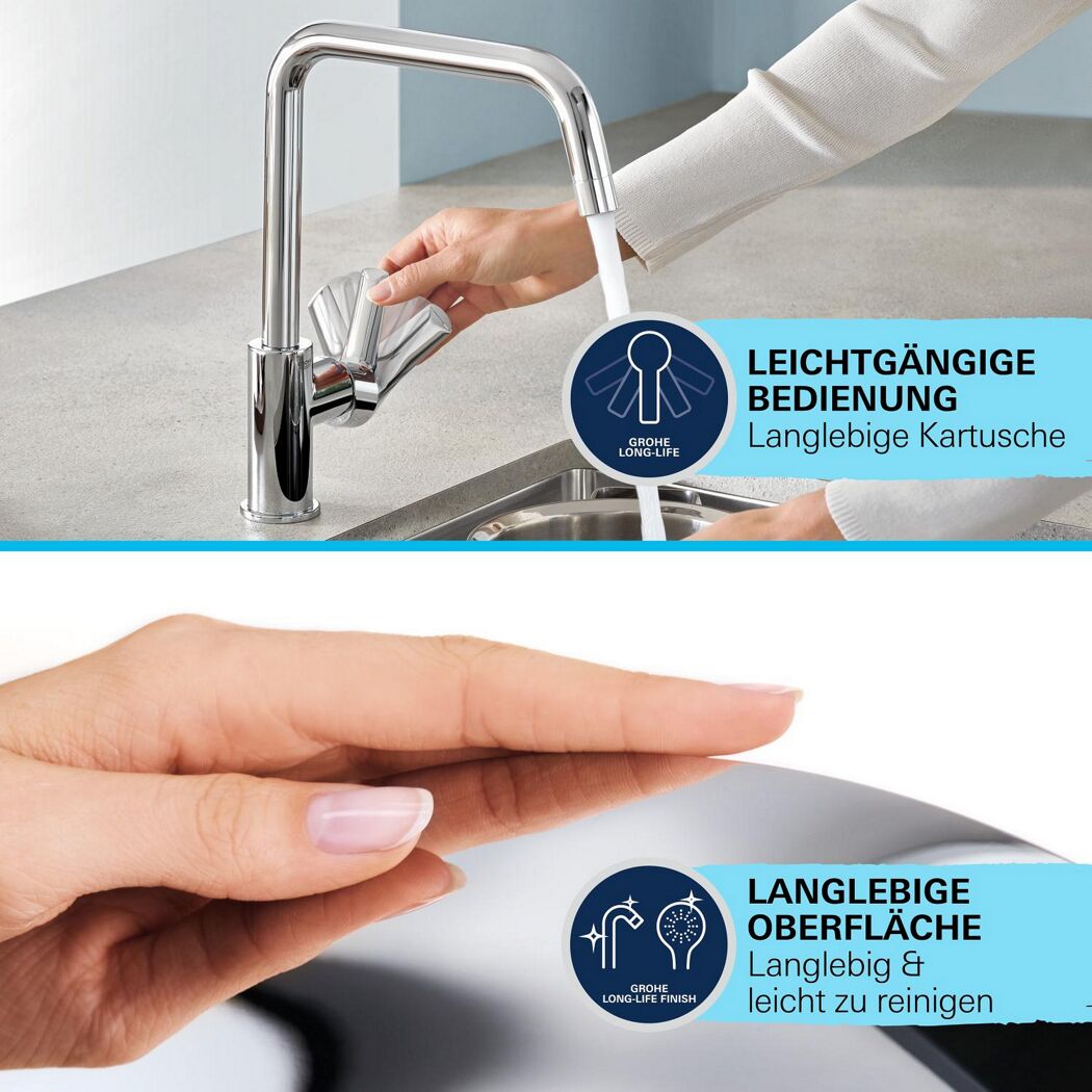 Einhebel-Küchenarmatur 'Start Edge' chromfarben 255 x 480 mm