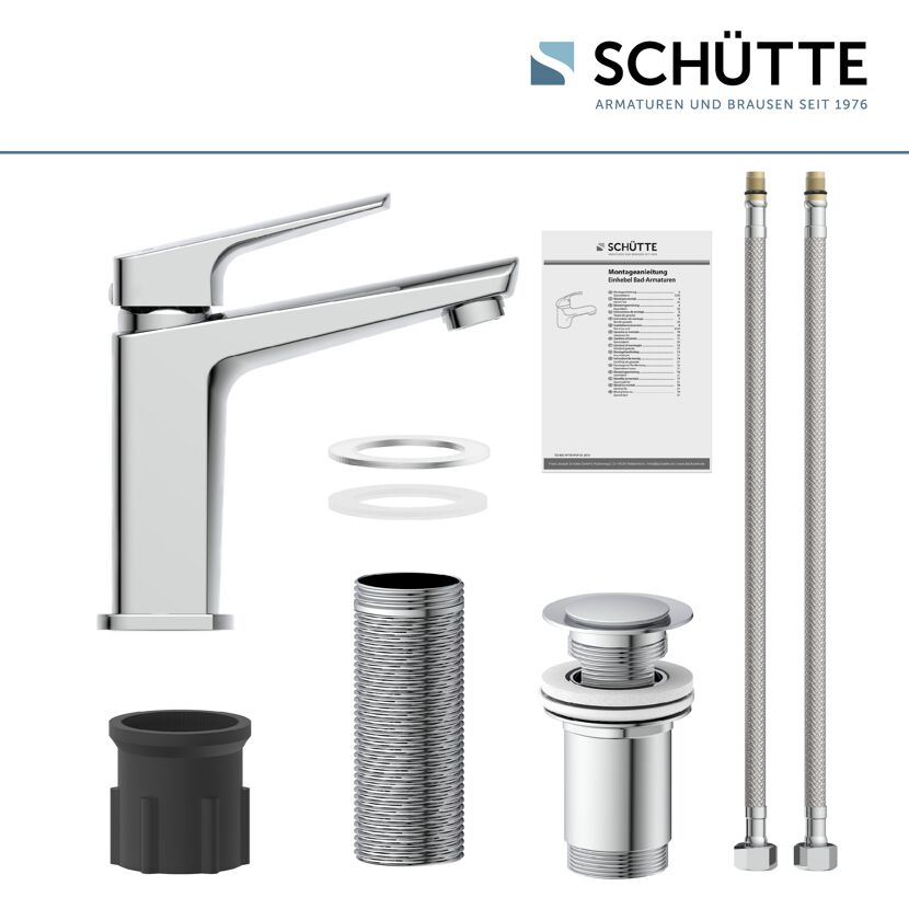 SCHÜTTE Waschtischarmatur Raven Chrom mit Montageanleitung und Zubehör