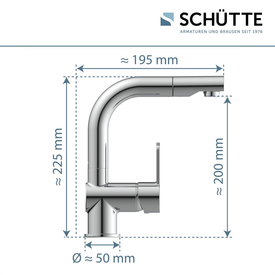 Schütte WT Armatur London mit Maßen