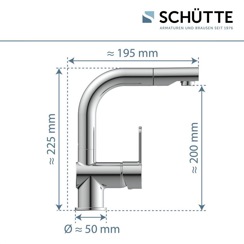 Schütte WT Armatur London mit Maßen