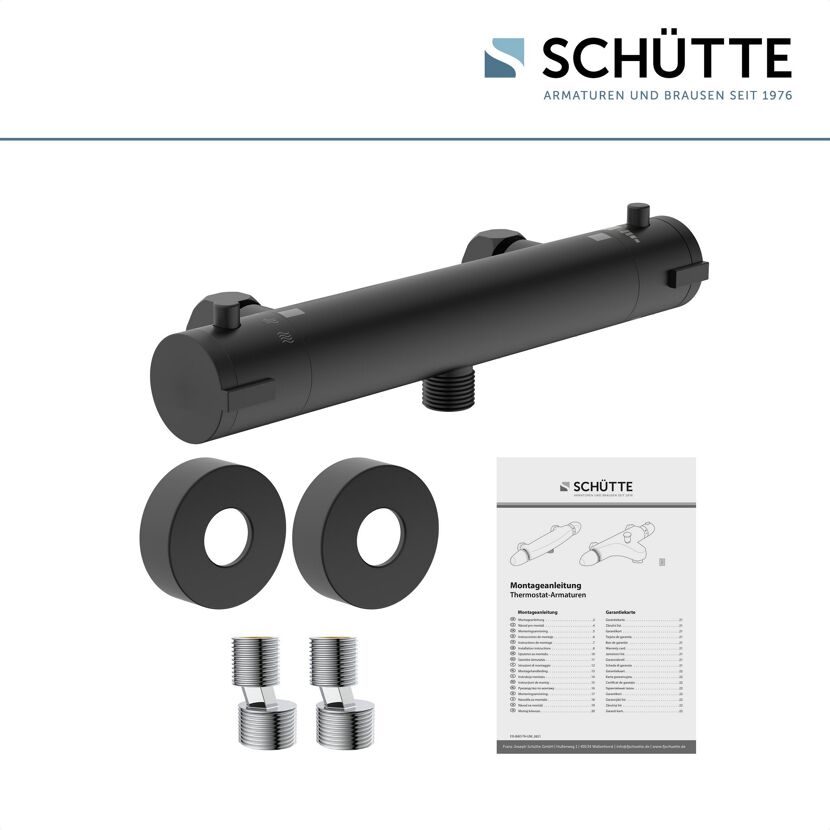 Schwarze Duscharmatur Thermostat London von Schütte