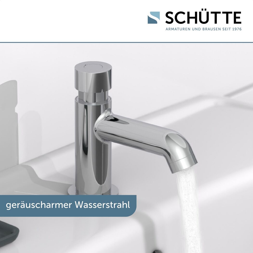 Chromfarbenes Standventil LIMA mit laufendem Wasserstrahl