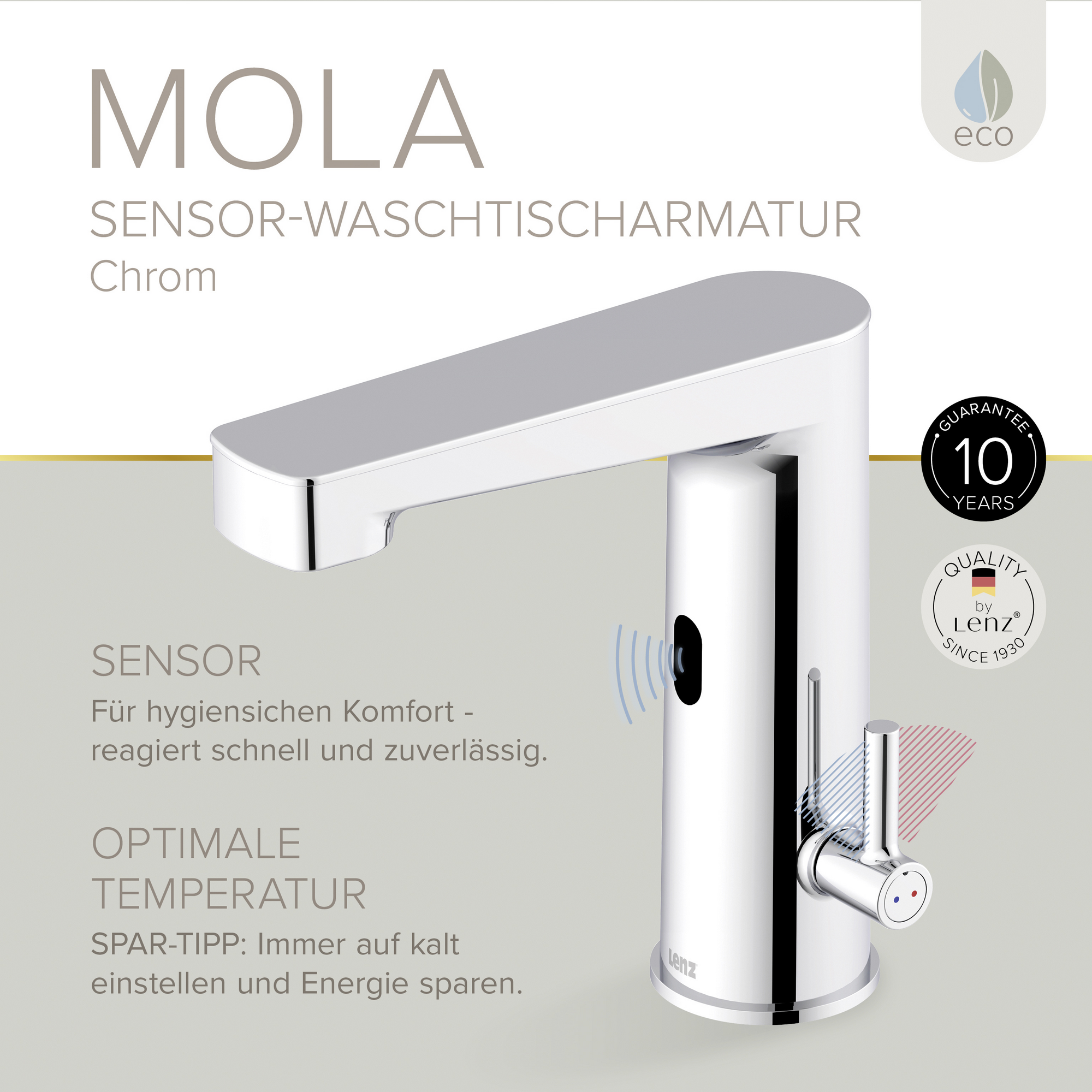 Waschtischarmatur 'Mola' Sensor chromfarben 16,2 cm