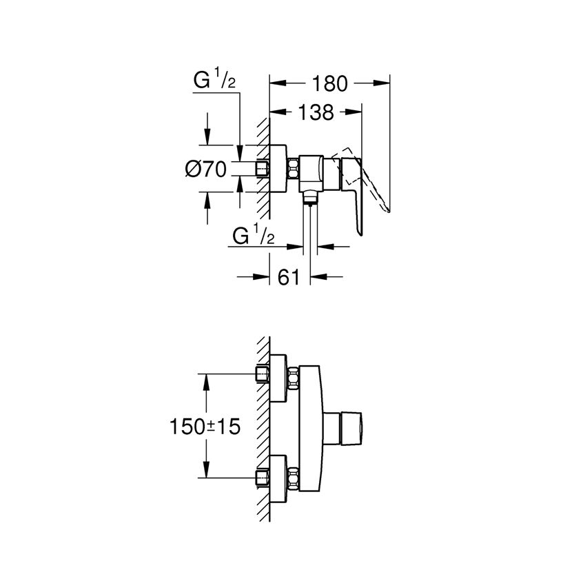 Einhand-Brausebatterie 'Start' 1/2'' chromfarben