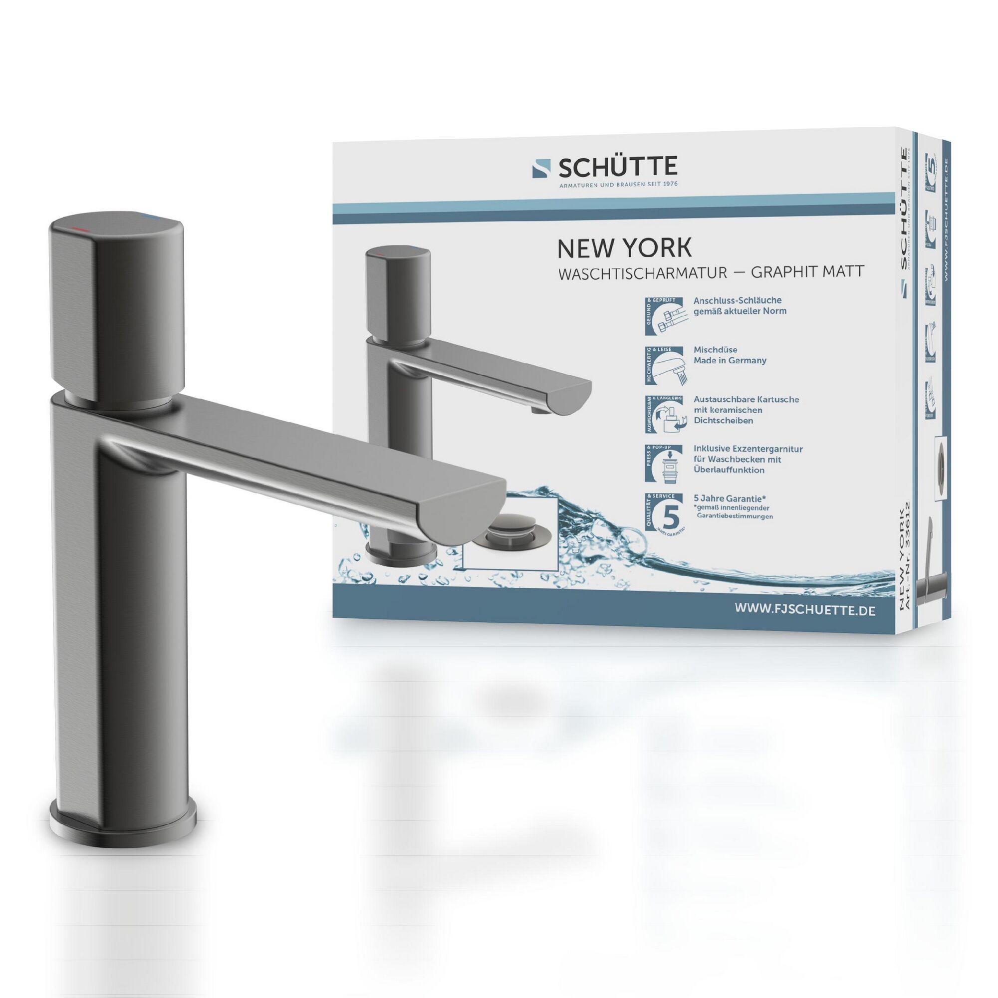 Schütte New York Waschtischarmatur Graphit matt