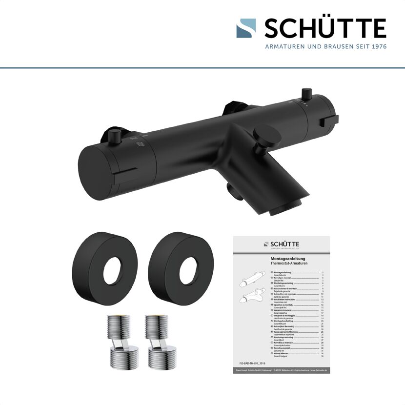 Schwarze Thermostat-Wannenarmatur von Schütte