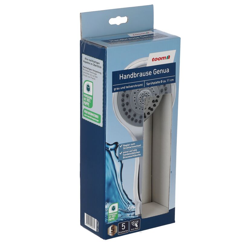 Handbrause Genua, grau und teilverchromt, in Verpackung