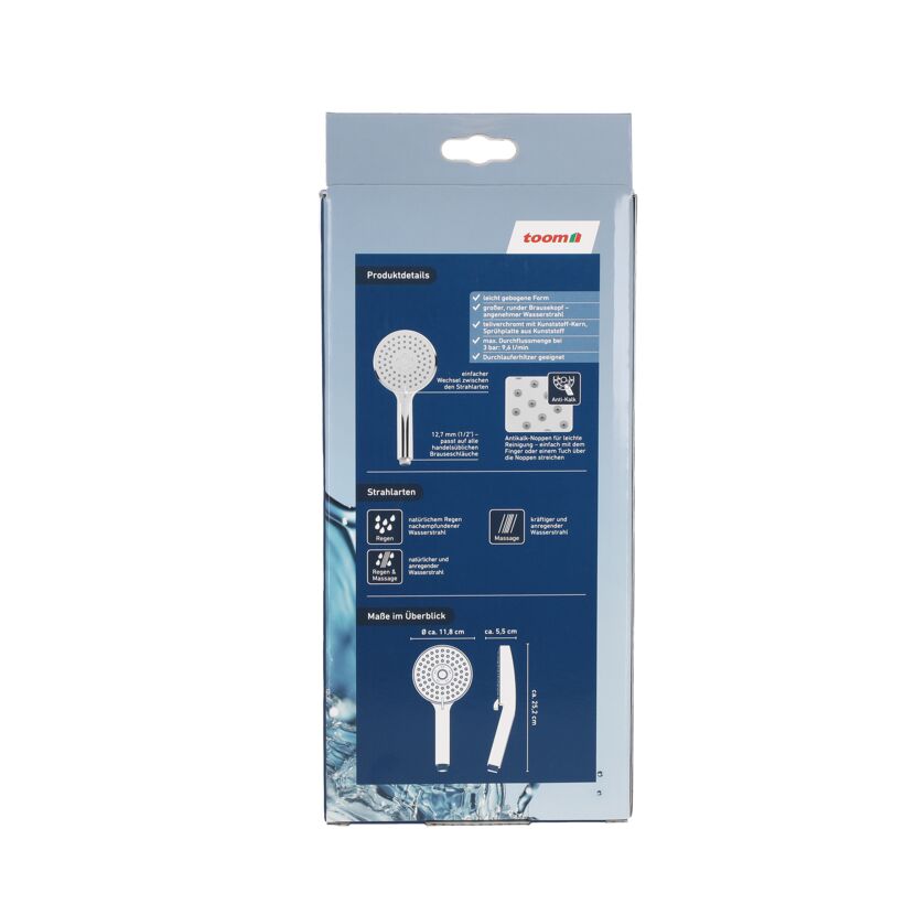 toom Handbrause Bellagio, Rückseite der Verpackung