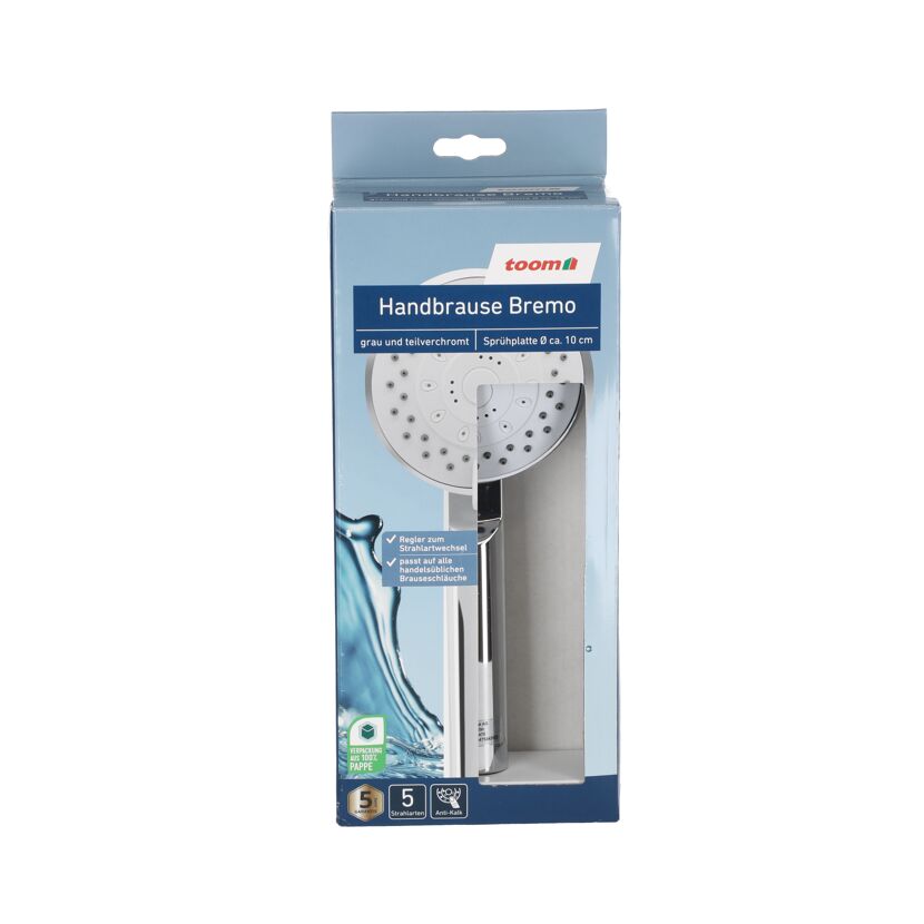 Handbrause Bremo grau und teilverchromt in Verpackung