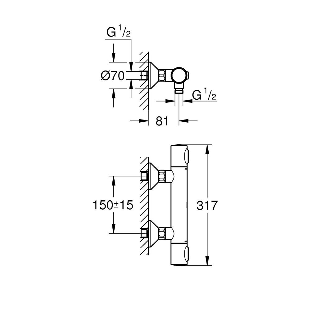 Thermostat-Duscharmatur 'Precision Flow' chromfarben