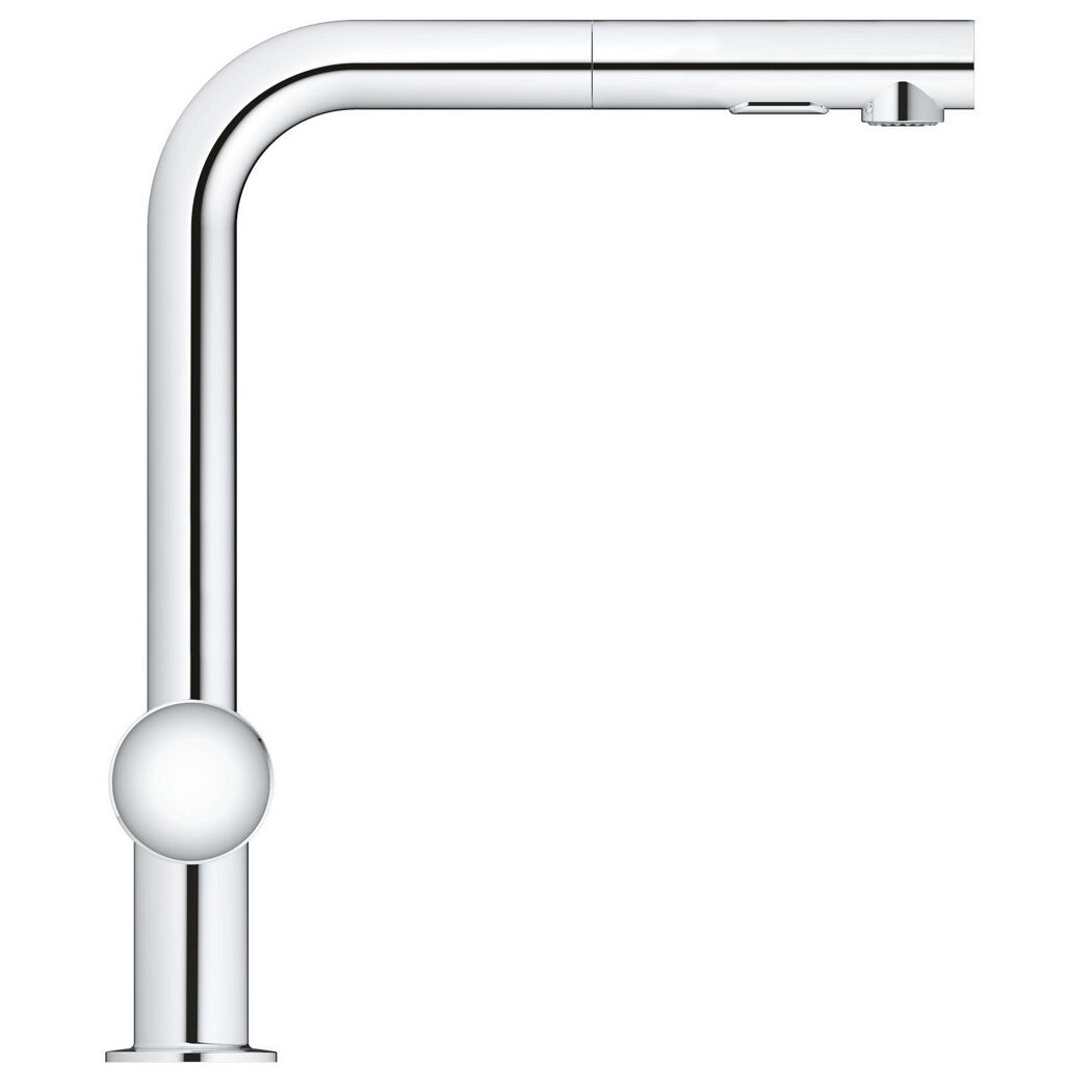 Chromfarbener Wasserhahn mit L-Auslauf