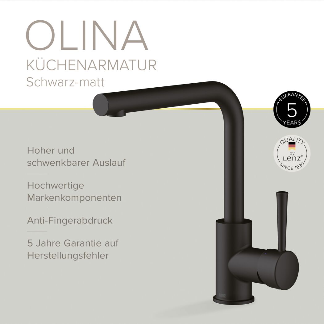 Küchenarmatur 'Olina' schwarz-matt