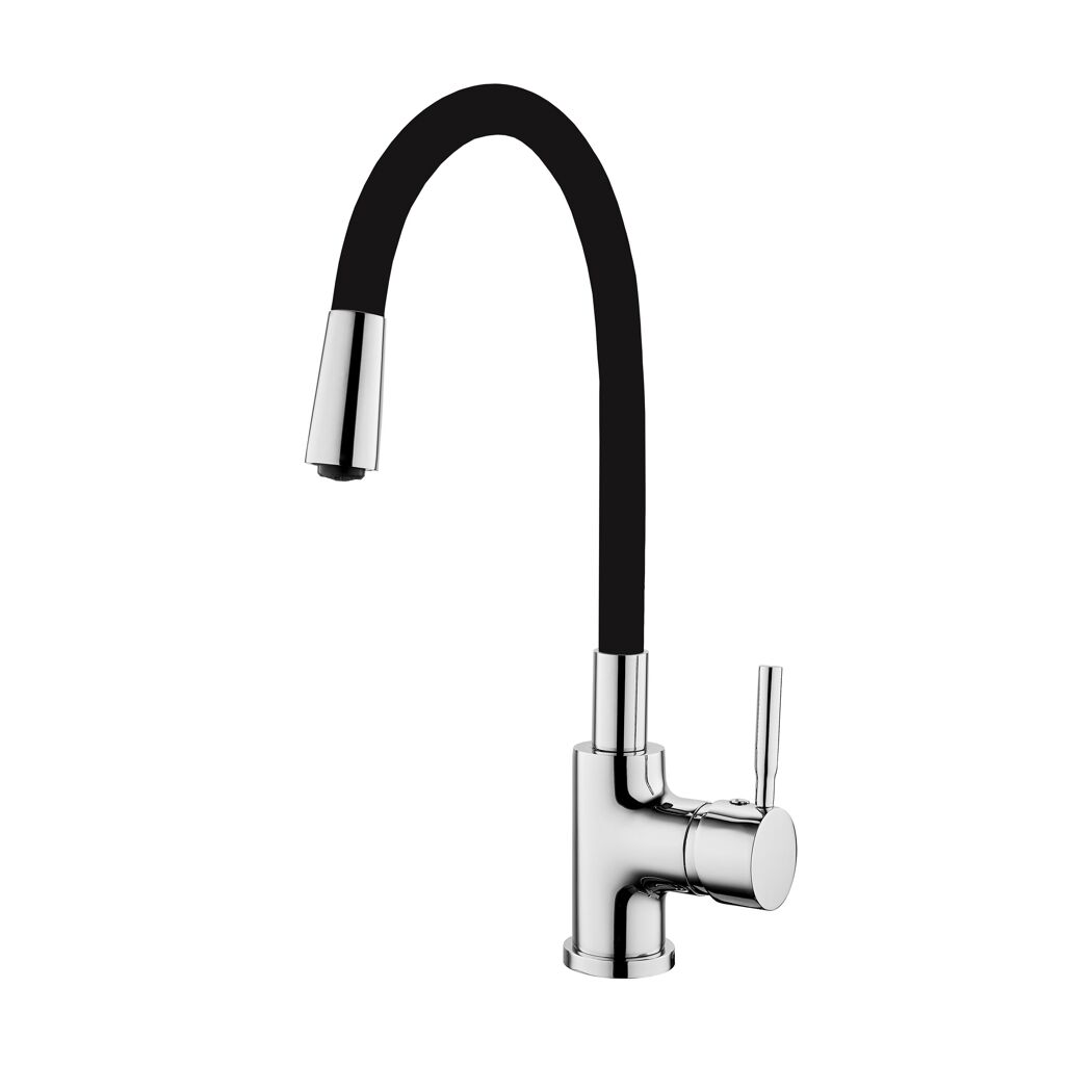 Schwarze Küchenarmatur mit Chrom
