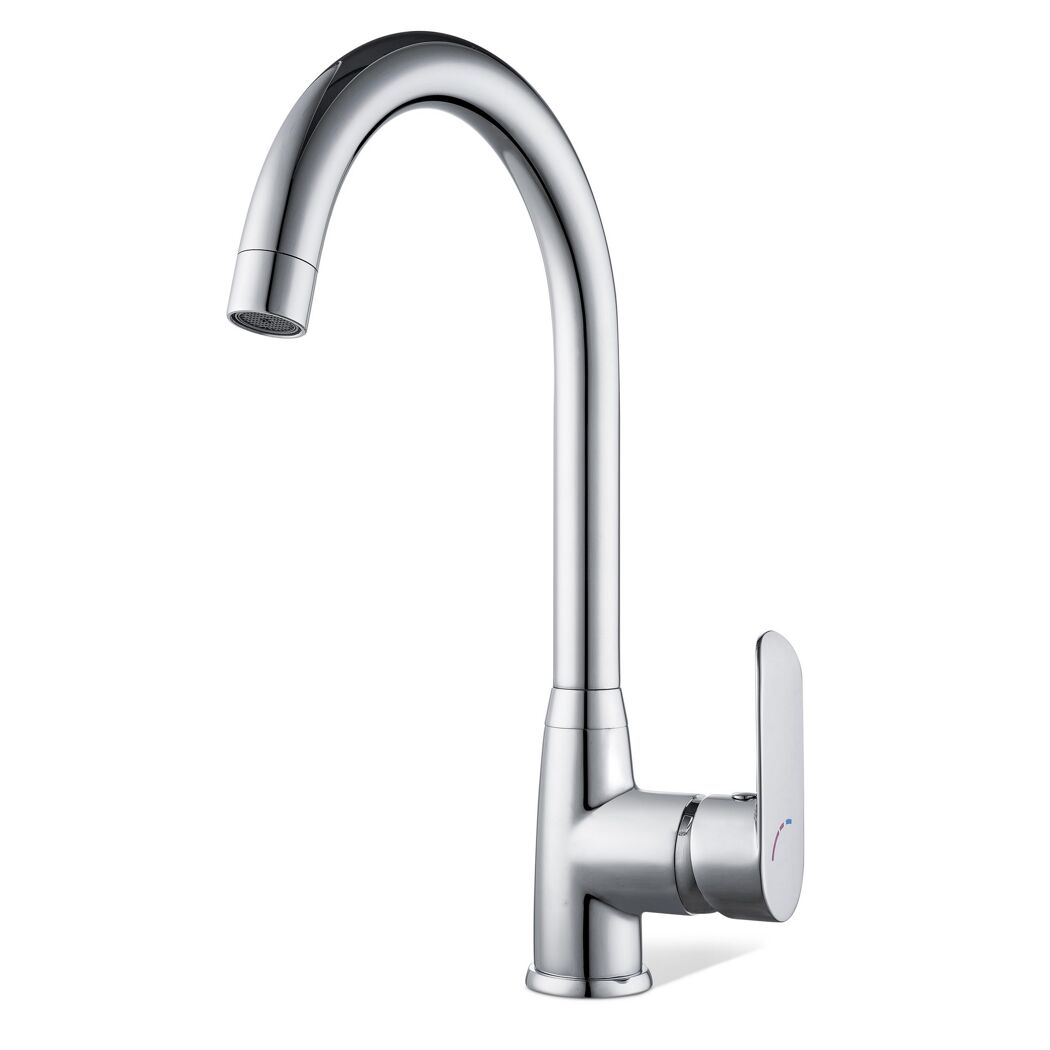 Chromarmatur mit rundem Griff für Spülbecken