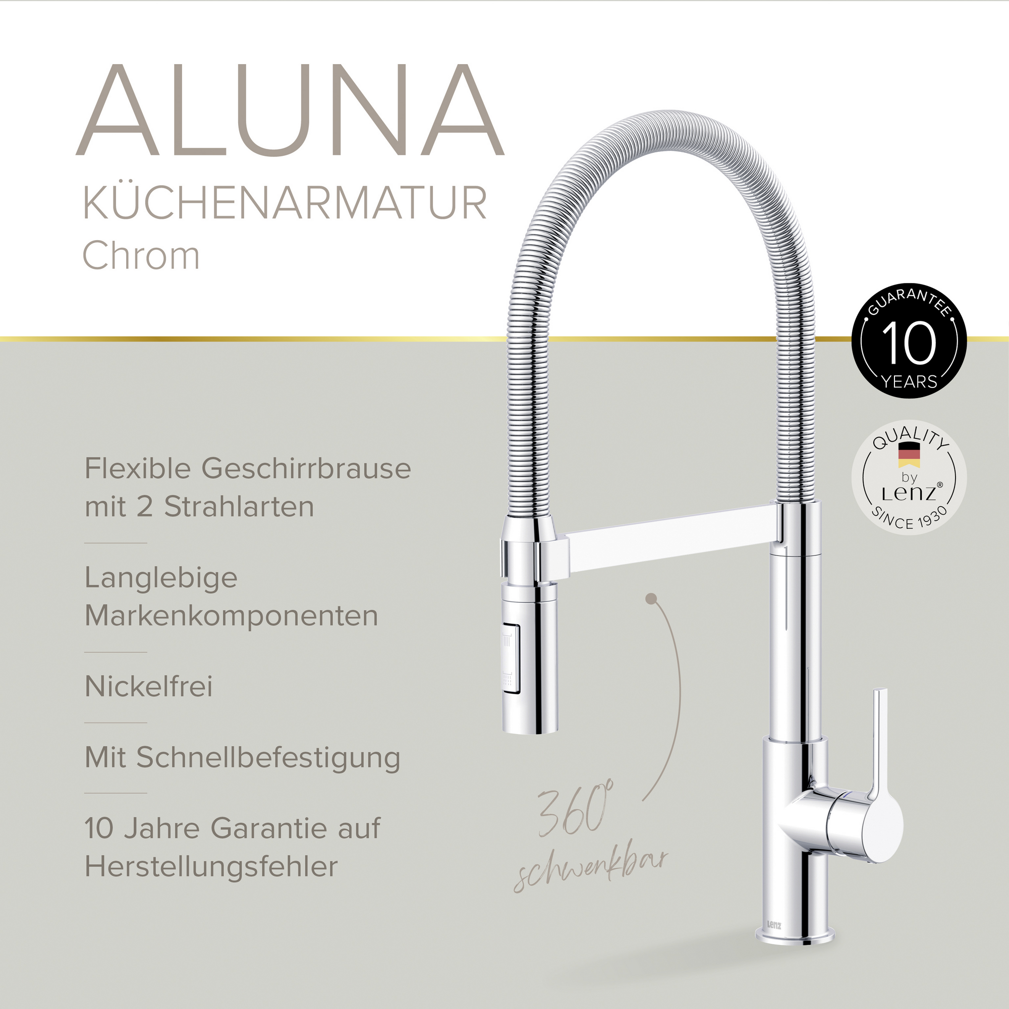 Küchenarmatur 'Aluna' chromfarben mit Pendelbrause
