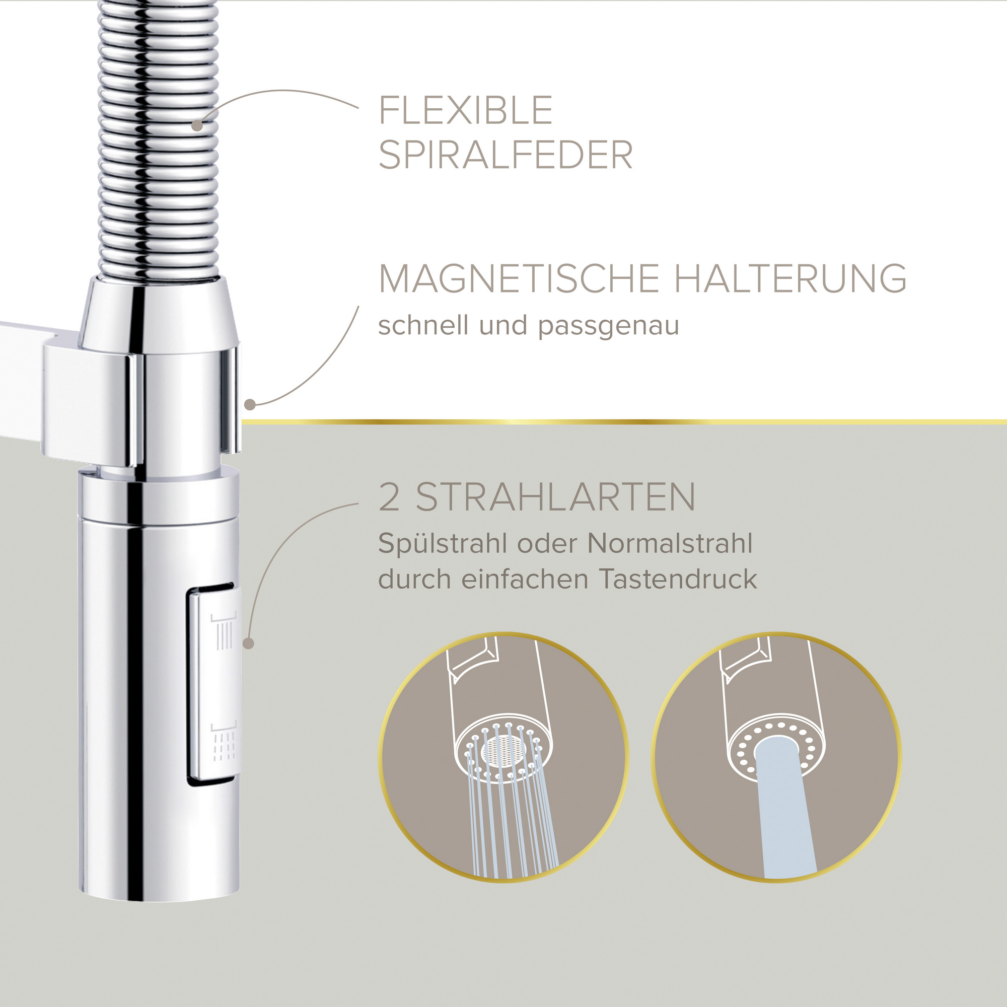 Küchenarmatur 'Aluna' chromfarben mit Pendelbrause