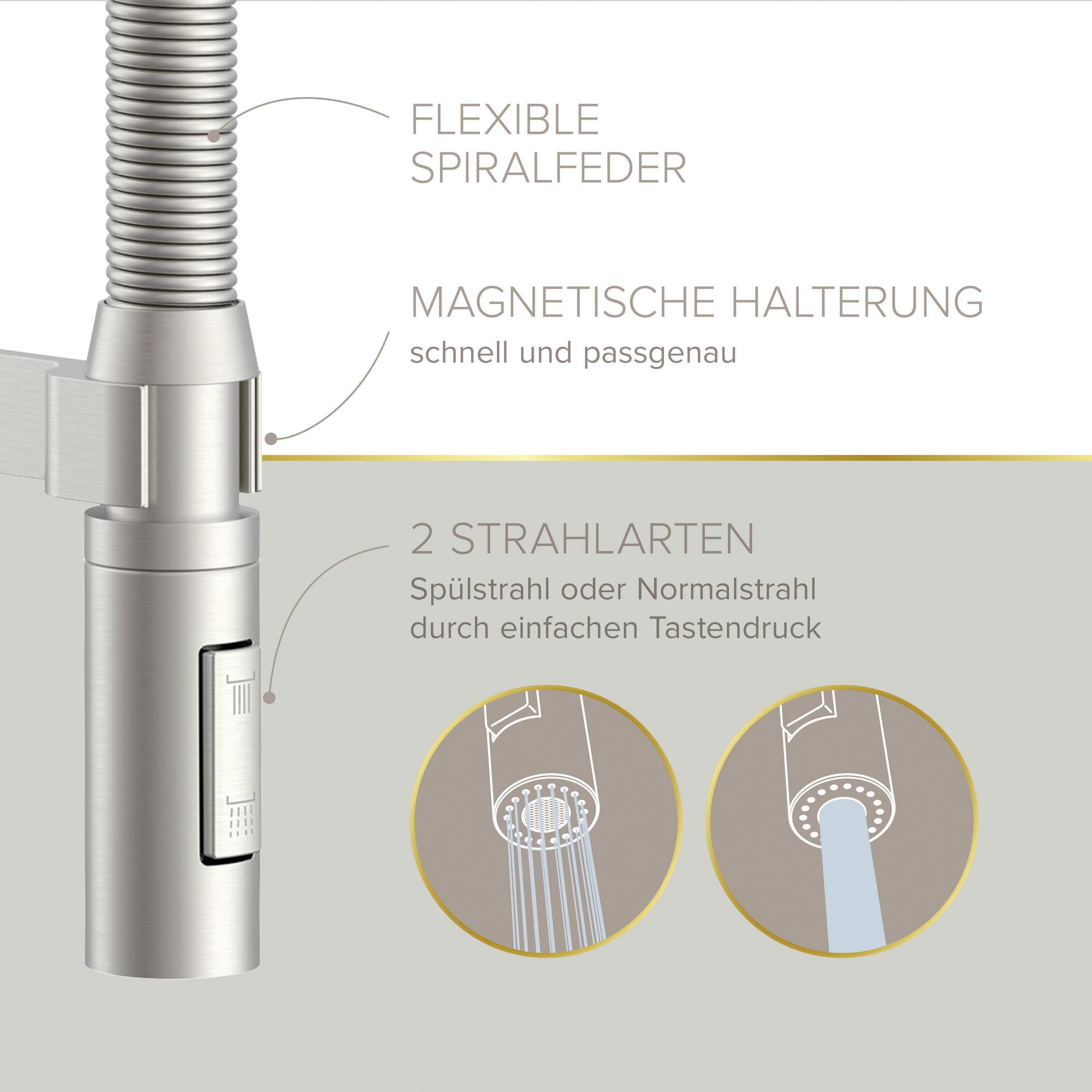 Küchenarmatur 'Aluna' Edelstahloptik mit Pendelbrause