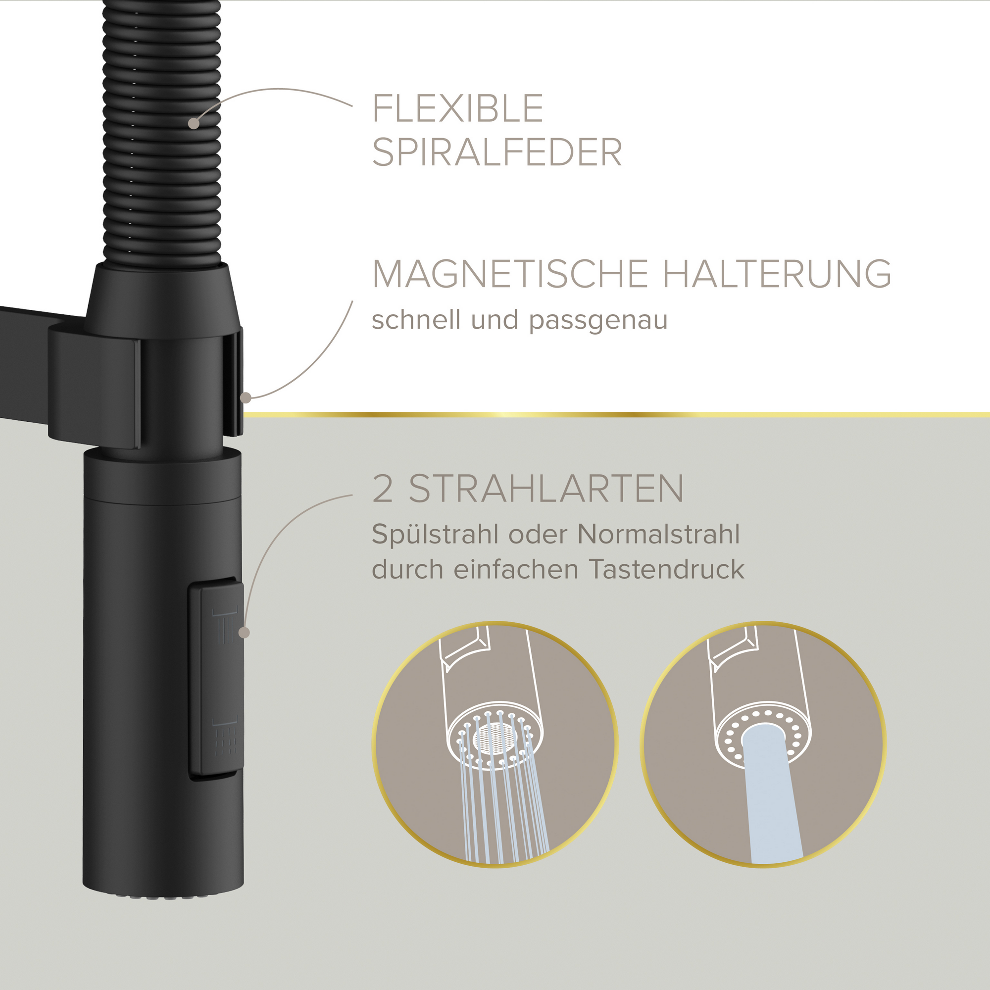 Küchenarmatur 'Aluna' schwarz-matt mit Pendelbrause