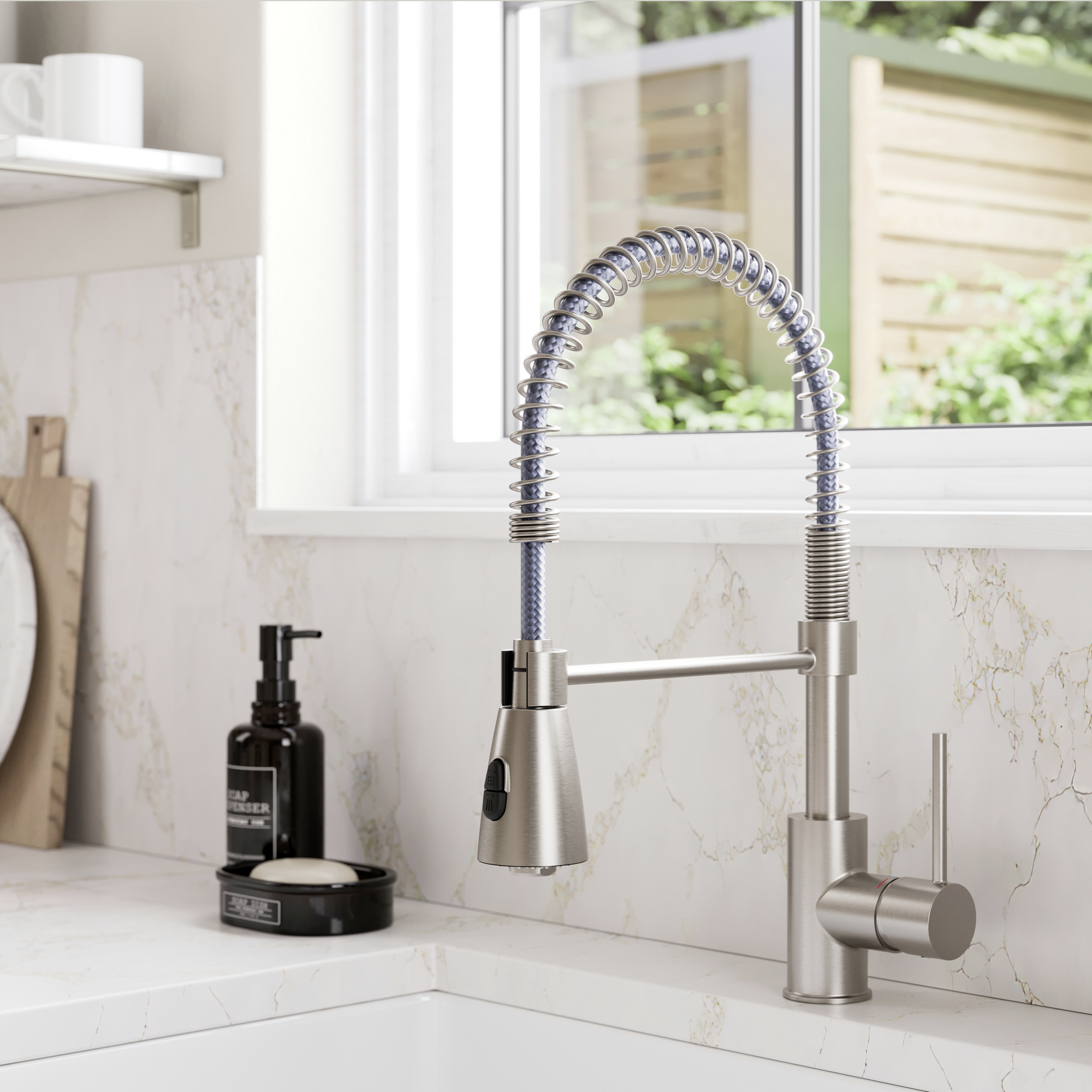 Küchenarmatur 'Kalani²' Edelstahloptik mit Pendelbrause