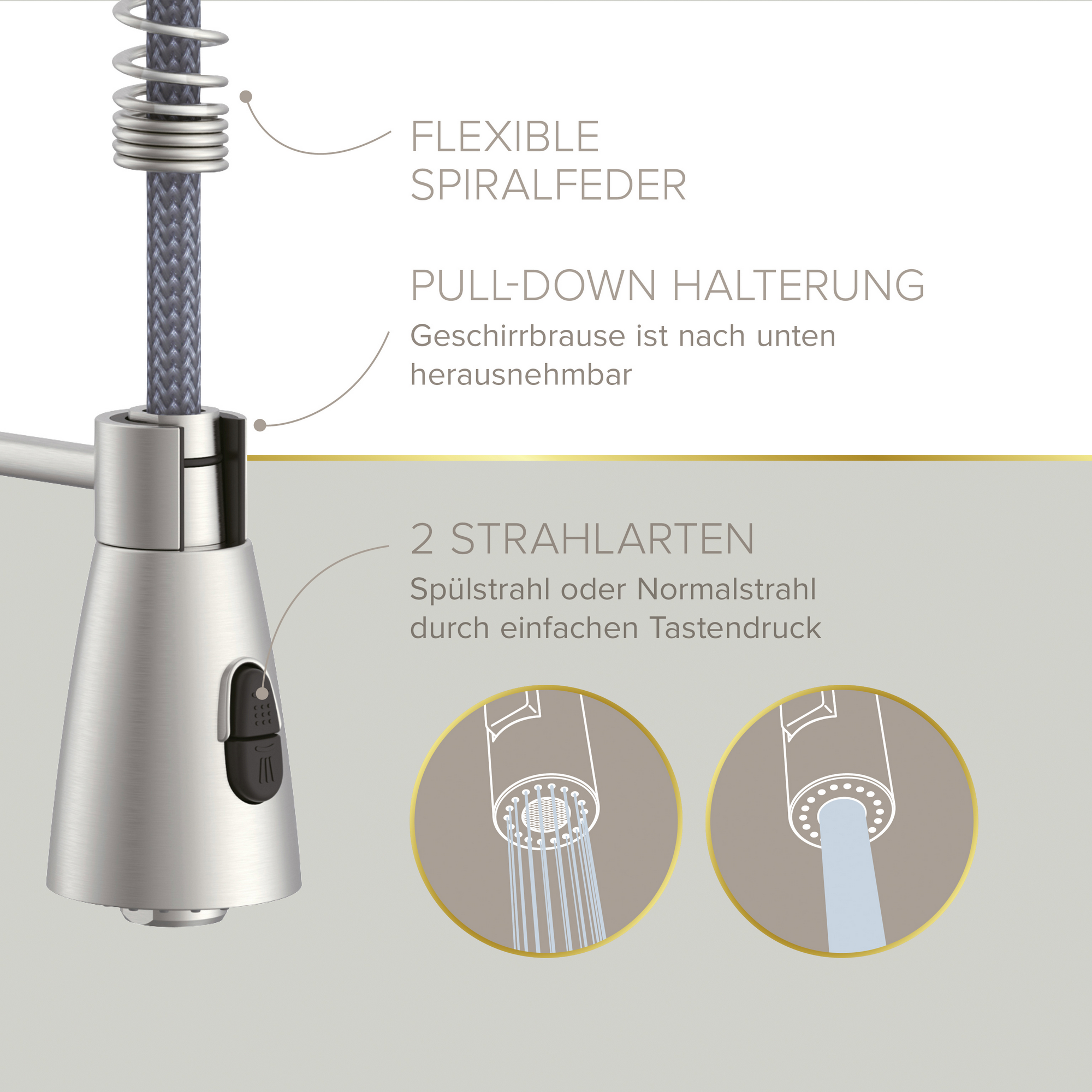 Küchenarmatur 'Kalani²' Edelstahloptik mit Pendelbrause