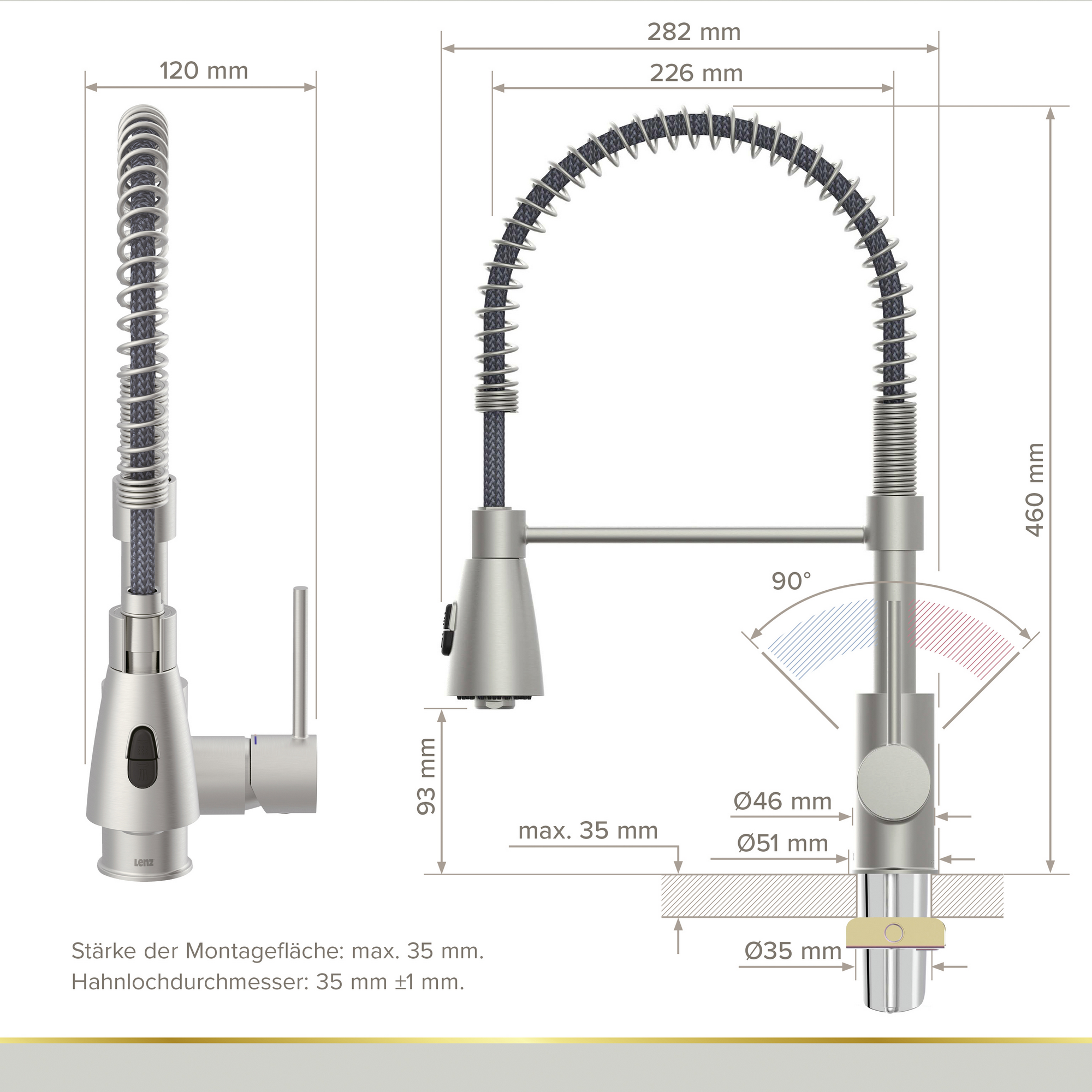 Küchenarmatur 'Kalani²' Edelstahloptik mit Pendelbrause