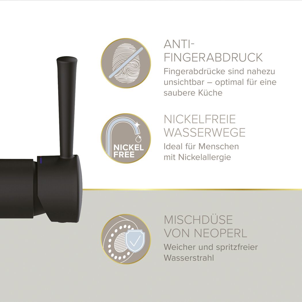 Küchenarmatur 'Nova' schwarz-matt mit Pendelbrause