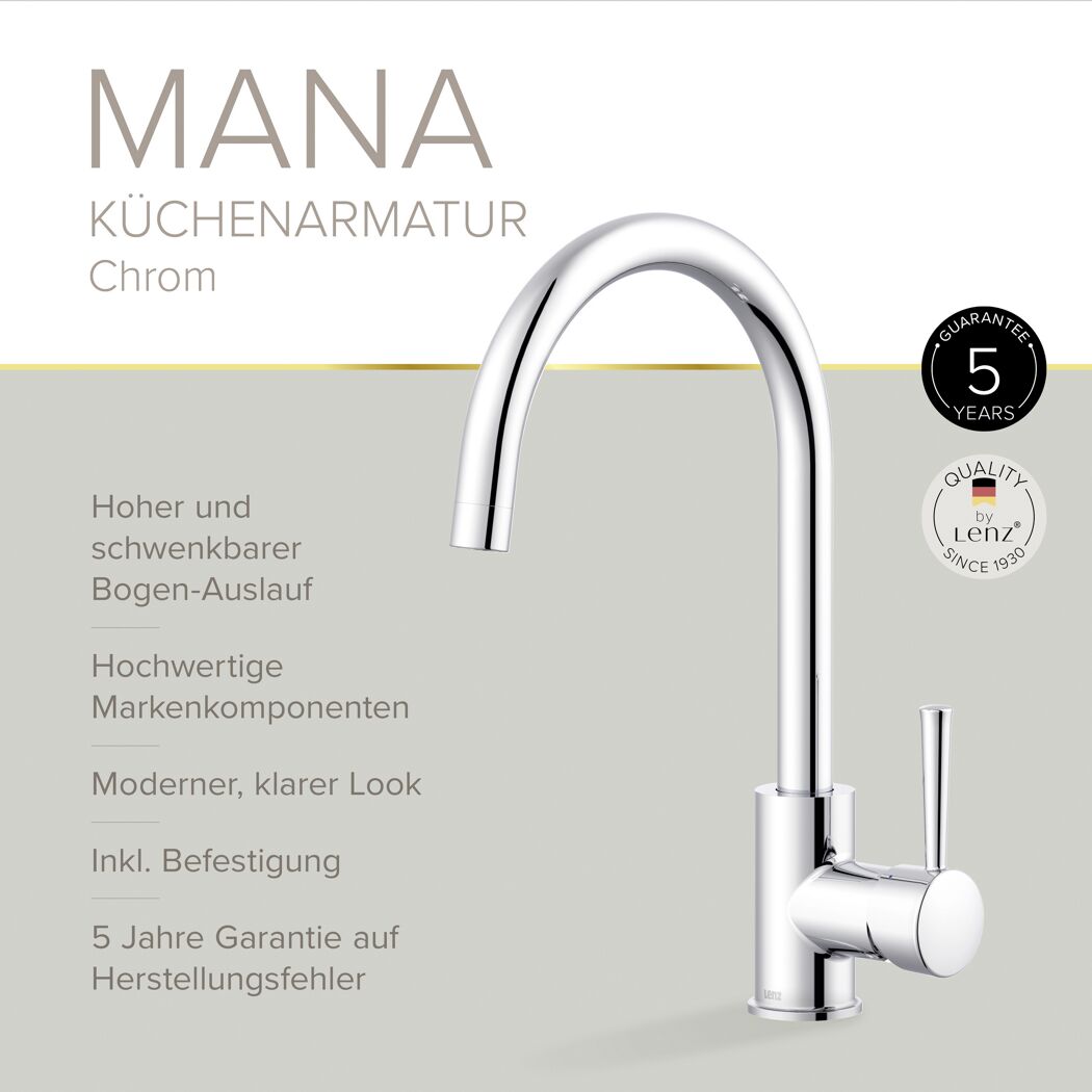 Küchenarmatur 'Mana' chromfarben 37 cm